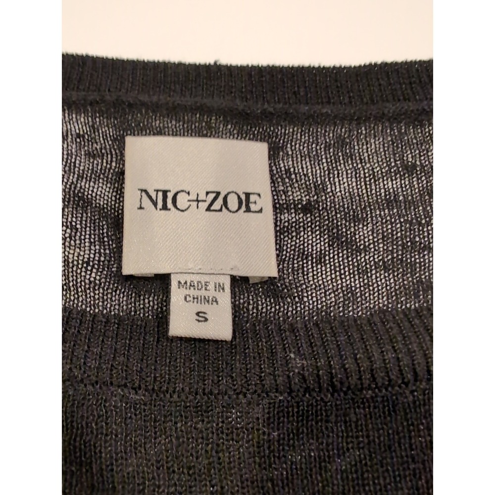 Nic + Zoe Women's Long Sleeve Cotton Linen Blend Black SweaterAsymmetrical S - Picture 5 of 9